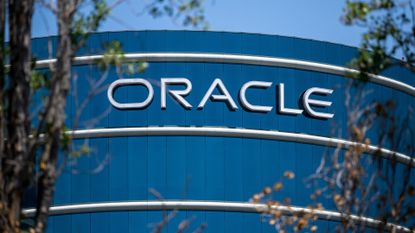 Oracle sign pictured on the company's headquarters building in Redwood City, California.