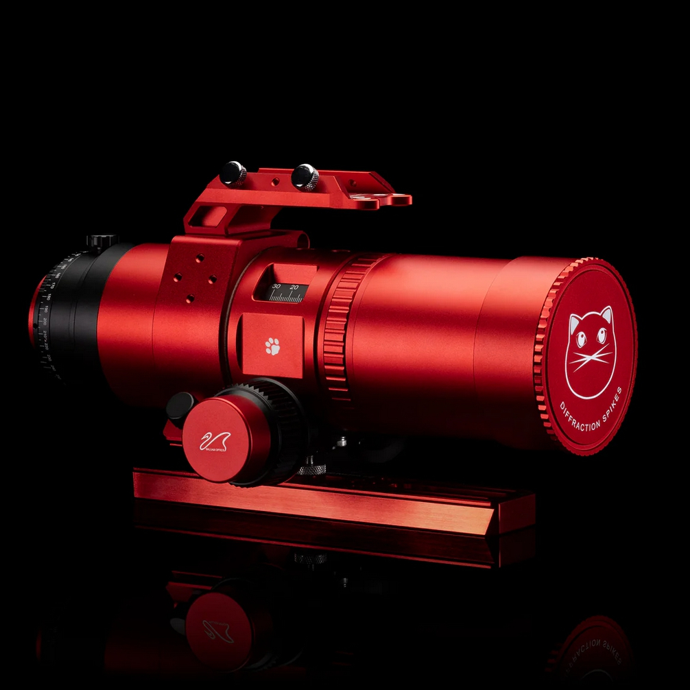 A William Optics RedCat 51 telescope on a table.