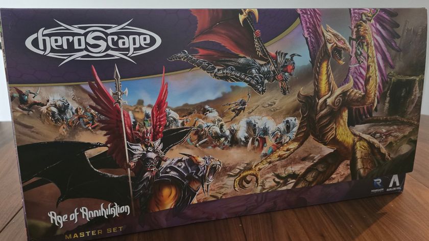 Heroscape Age of Annihilation Master Set box on a wooden table