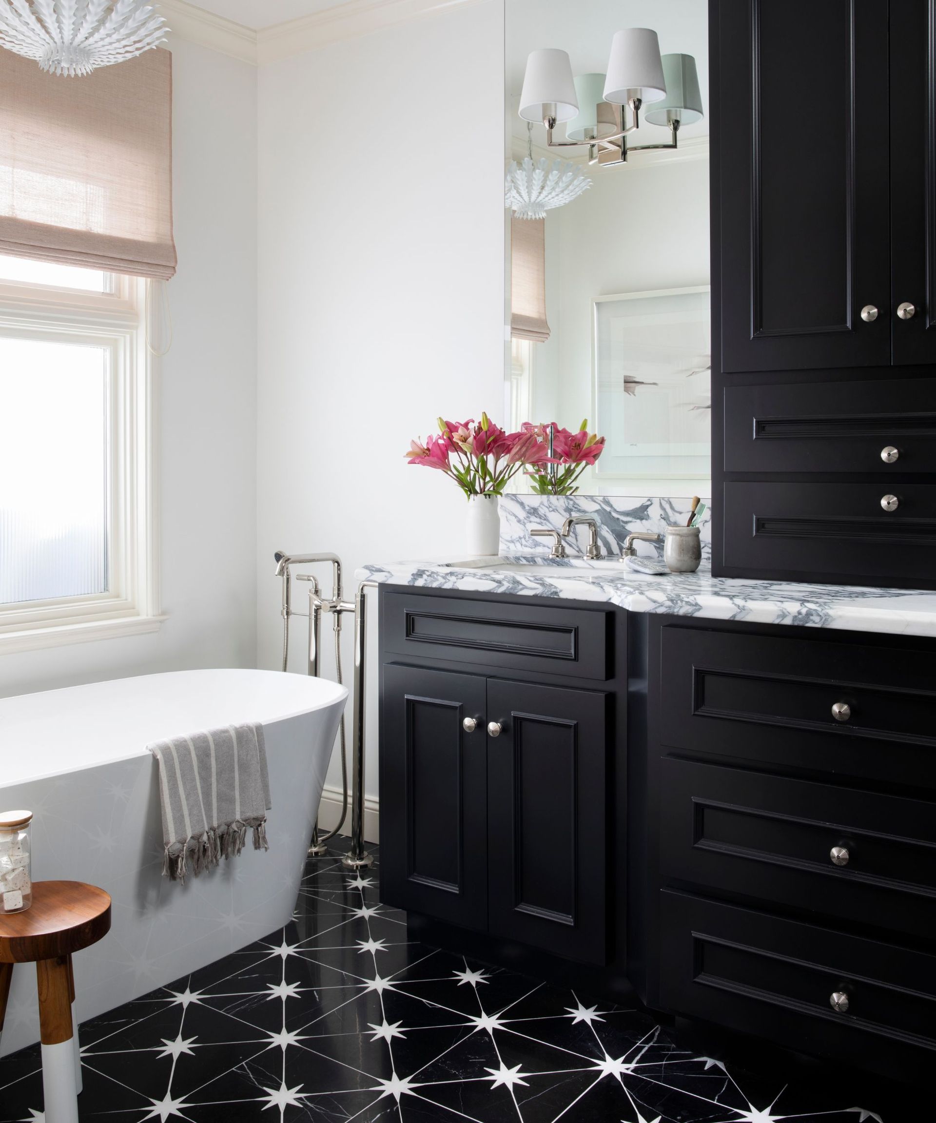 Bathroom with black built in furniture