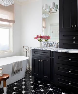 Bathroom with black built in furniture