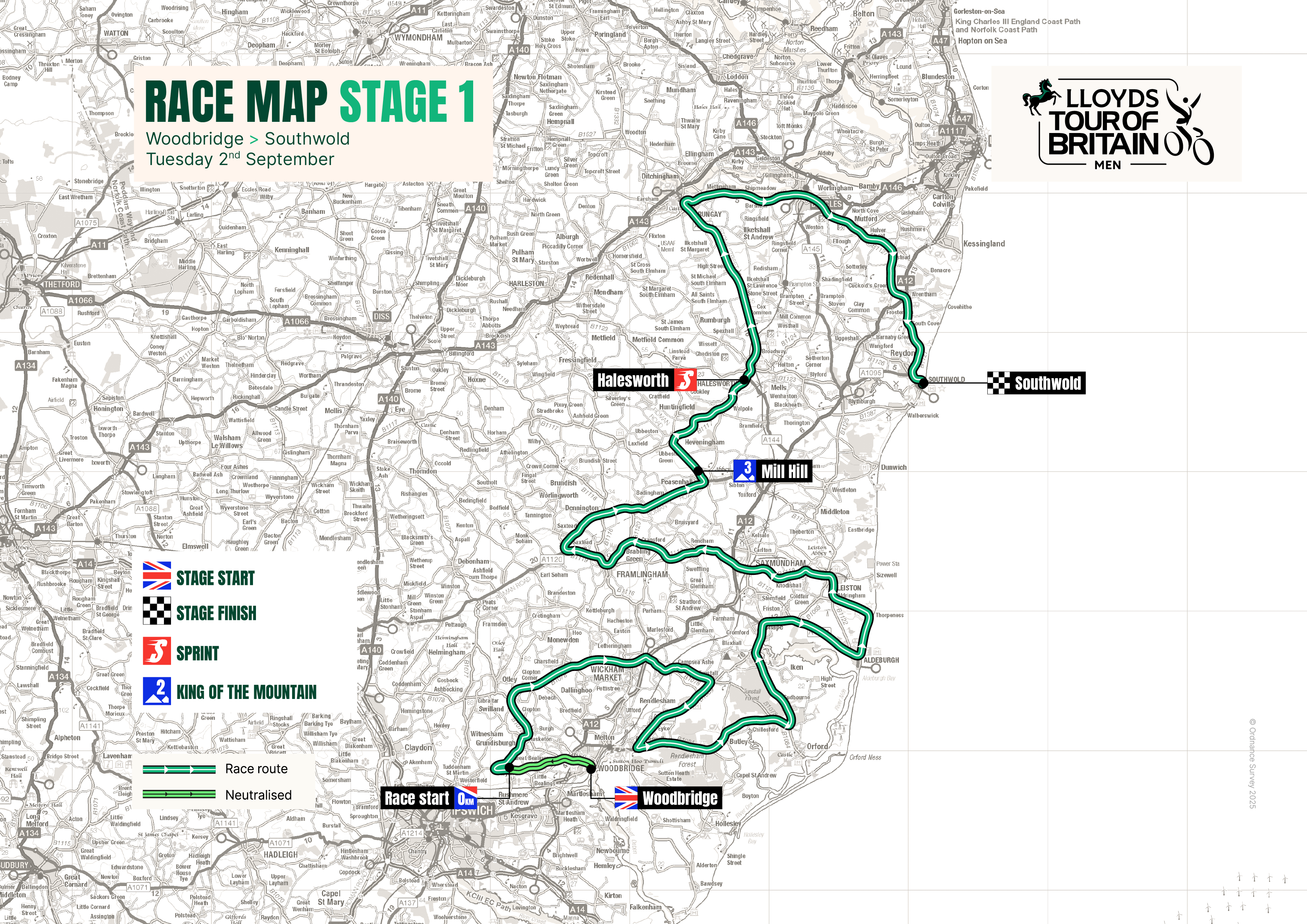 The maps of the Tour of Britain Men 2025