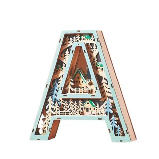An A-shaped wooden monogram decoration