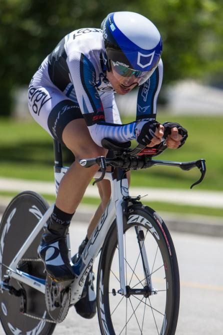 Andria Dvorak (Exergy) nears the finish line.