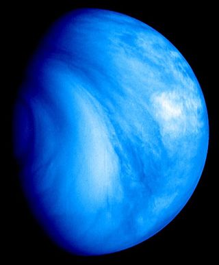 Venus' southern hemisphere, as seen in the ultraviolet.