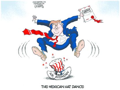 Political Cartoon U.S. Mexican Tariffs Trade War Trump
