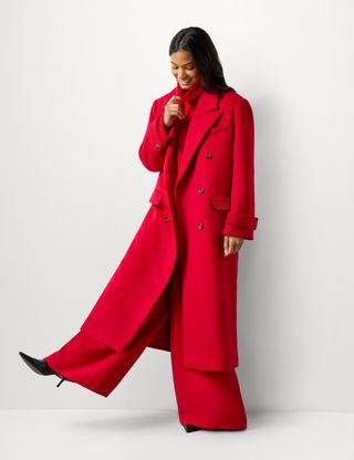 Oversized Longline Coat With Wool