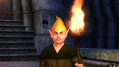 The Elder Scrolls' Oblivion's most annoying fan holds a torch
