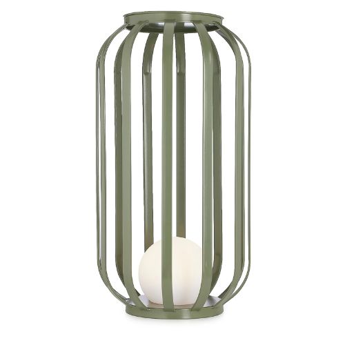 abode Outdoor Tall Metal Plant Stand Table with Orb Light