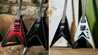 Dave Mustaine's Epiphone Flying V Custom and Prophecy, and Kramer Vanguard signature guitars