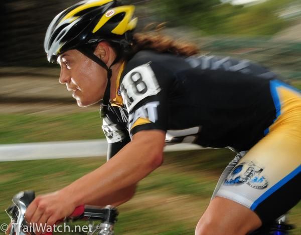 Crystal Anthony (Ladies First Racing) streaking downhill
