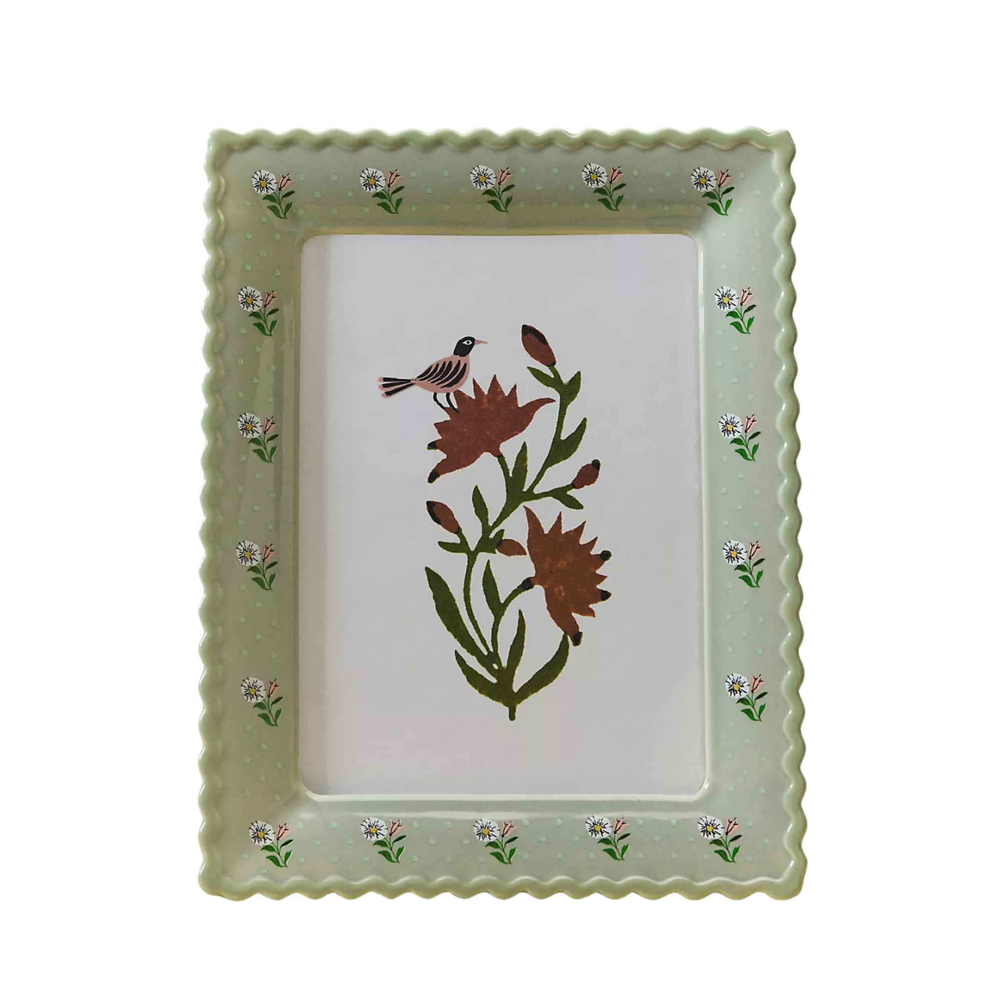 a floral green picture frame
