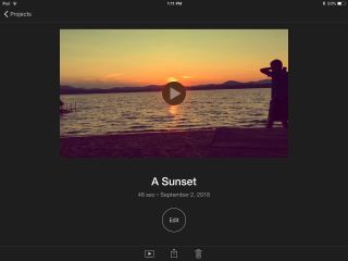Screenshot of sunset in imovie app