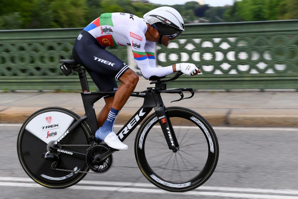 TURIN ITALY MAY 08 Amanuel Ghebreigzabhier Werkilul of Eritrea and Team Trek Segafredo during the 104th Giro dItalia 2021 Stage 1 a 86km Individual Time Trial stage from Torino to Torino ITT girodiitalia Giro on May 08 2021 in Turin Italy Photo by Tim de WaeleGetty Images