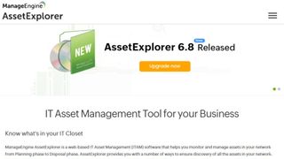 Website screenshot for ManageEngine AssetExplorer.