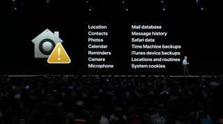 Some of the new features in macOS Mojave, displayed onstage at WWDC 2018. Credit: Tom's Guide