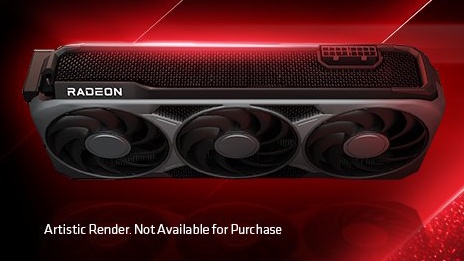 Artistic render of AMD Radeon RX 9070 or RX 9070 XT graphics card by AMD