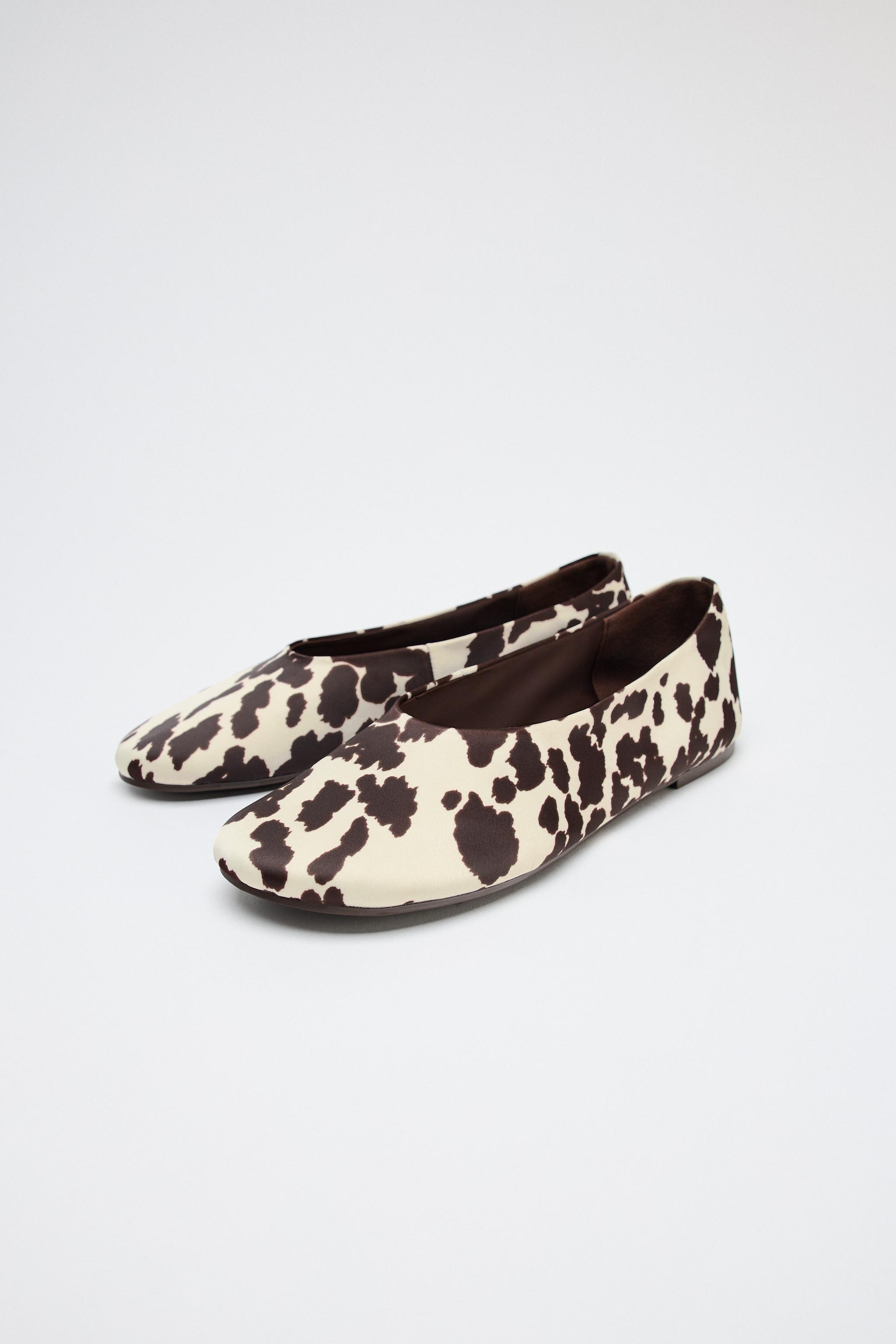 Flats de ballet de tela de estampado de animales