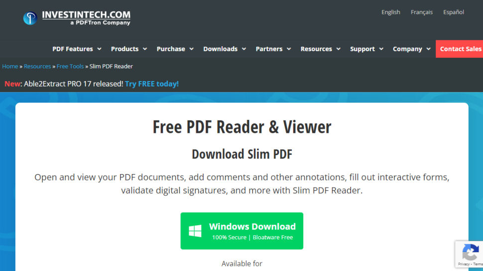 Tangkapan layar situs web untuk Slim PDF