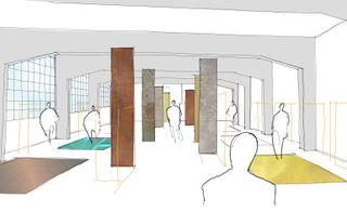Coloured sketch of Dondup Rome showroom
