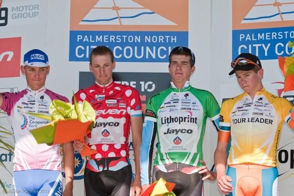 The podium after stage 1 of the New Zealand Cycle Classic.