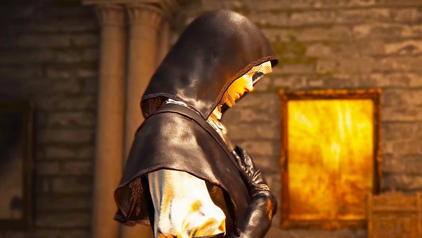 A screencap of the Elden Ring Nightreign The Forsaken Hollows Undertaker Nightfarer character trailer. A woman in a black hood holds her hand to her chest in prayer.