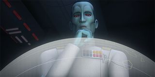 Grand Admiral Thrawn plotting his moves in Star Wars Rebels