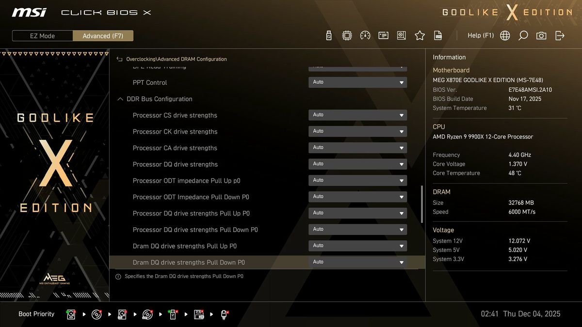 MSI X870E Godlike X - BIOS