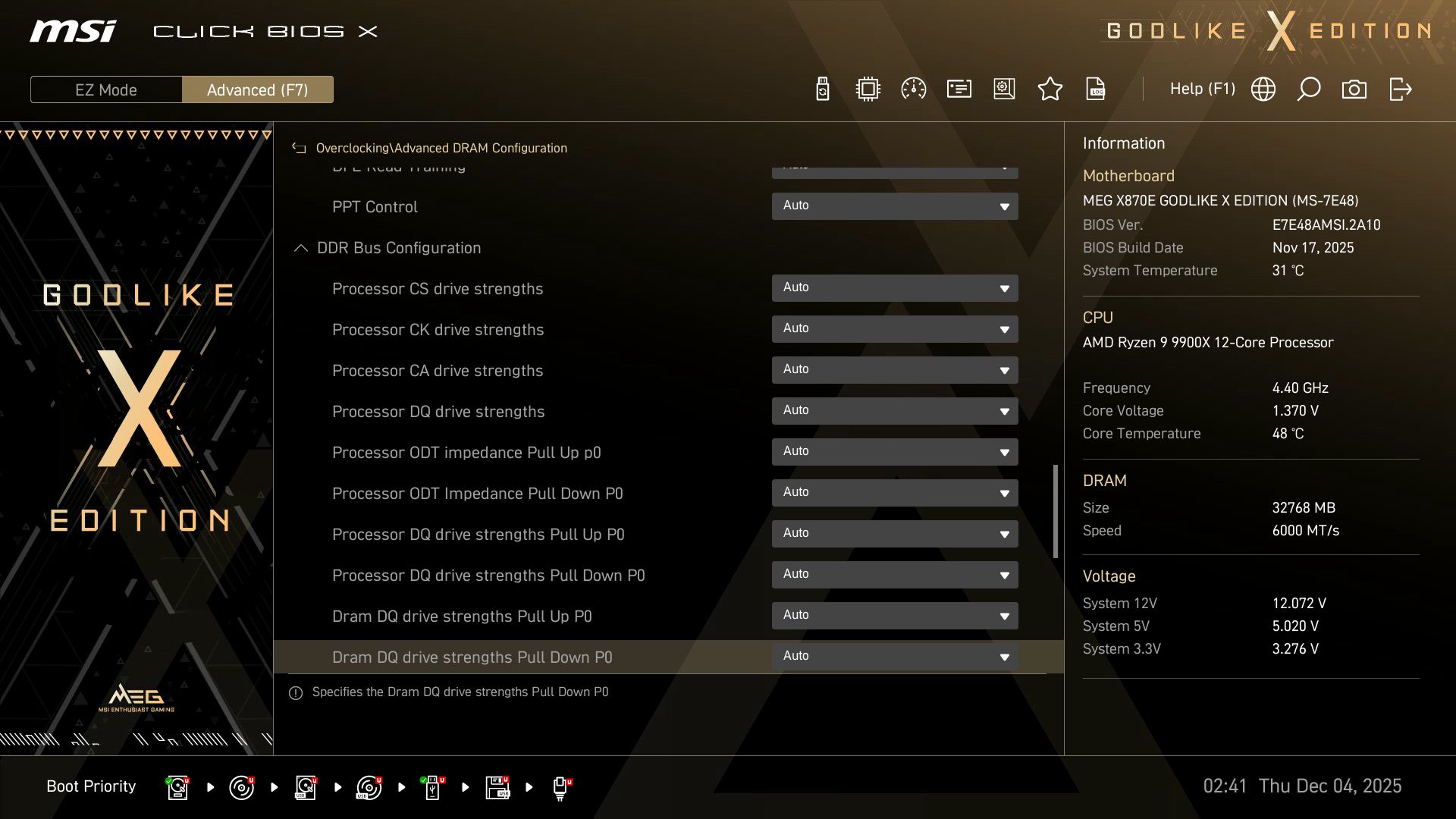 MSI X870E Godlike X - BIOS