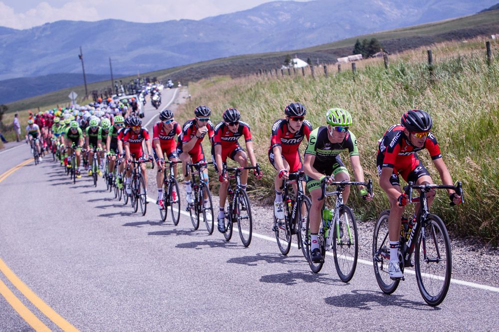 BMC and Cannondale-Garmin control the front of the peloton