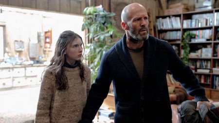 L-R: Bodhi Rae Breathnach and Jason Statham in "Shelter"