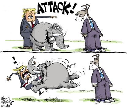 Political cartoon U.S. GOP Trump democrats