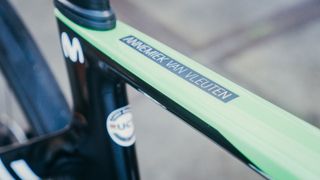 Van Vleuten's world champions bike with name sticker on top tube