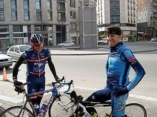 Christian Vandevelde (R) and Floyd Landis in Girona earlier this year