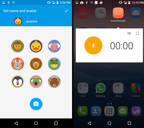 Left: Custom app icons for the Wi-Fi Transfer app. Right: Certain apps can open in floating windows.