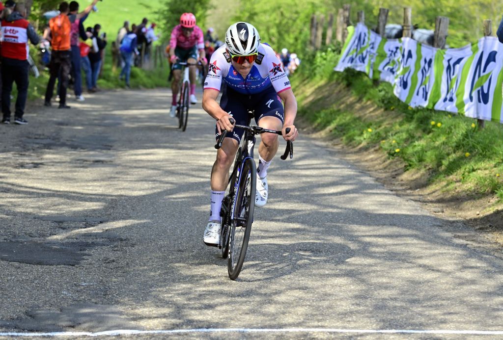 Remco Evenepoel launches his winning move on La Redoute in the 2022 Liège-Bastogne-Liège