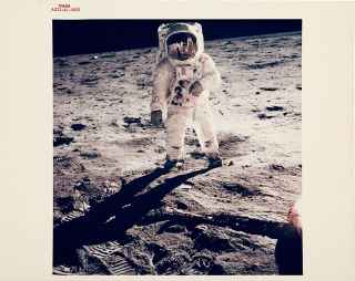 Apollo 11 vintage NASA "red number" color photo, image AS11-40-5903, "Visor" from the J.L. Pickering collection.