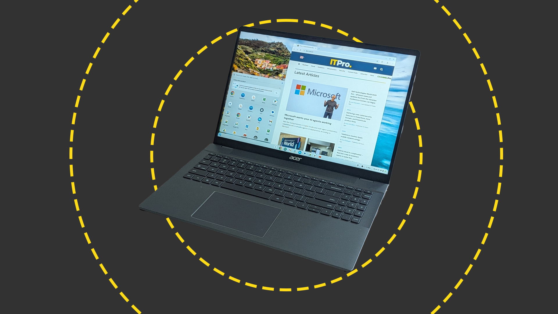 The Acer Chromebook 516 on the ITPro background