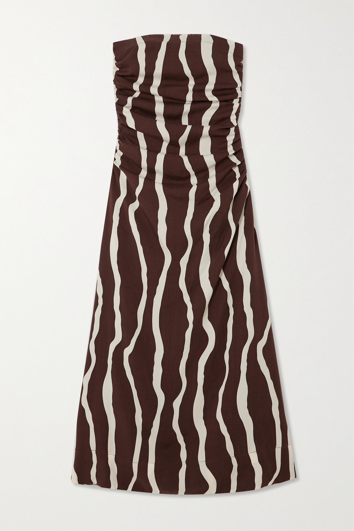 + Net Sustain Sicilia Strapless Striped Lenzing Lyocell-Satin Midi Dress