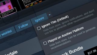 Steam "played on another platform" option