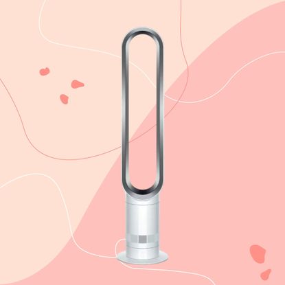 Dyson Cool Tower Fan AM07 on a pink background