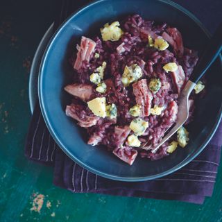 Cheese and Ham Red Wine Risotto