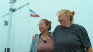 Tricia and Cathie at the end of their journey in Race Across the World series 3