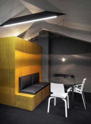 Yellow chair inside HAF Studio Reykjavík store
