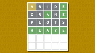 Wordle answer for game 997 on a yellow background