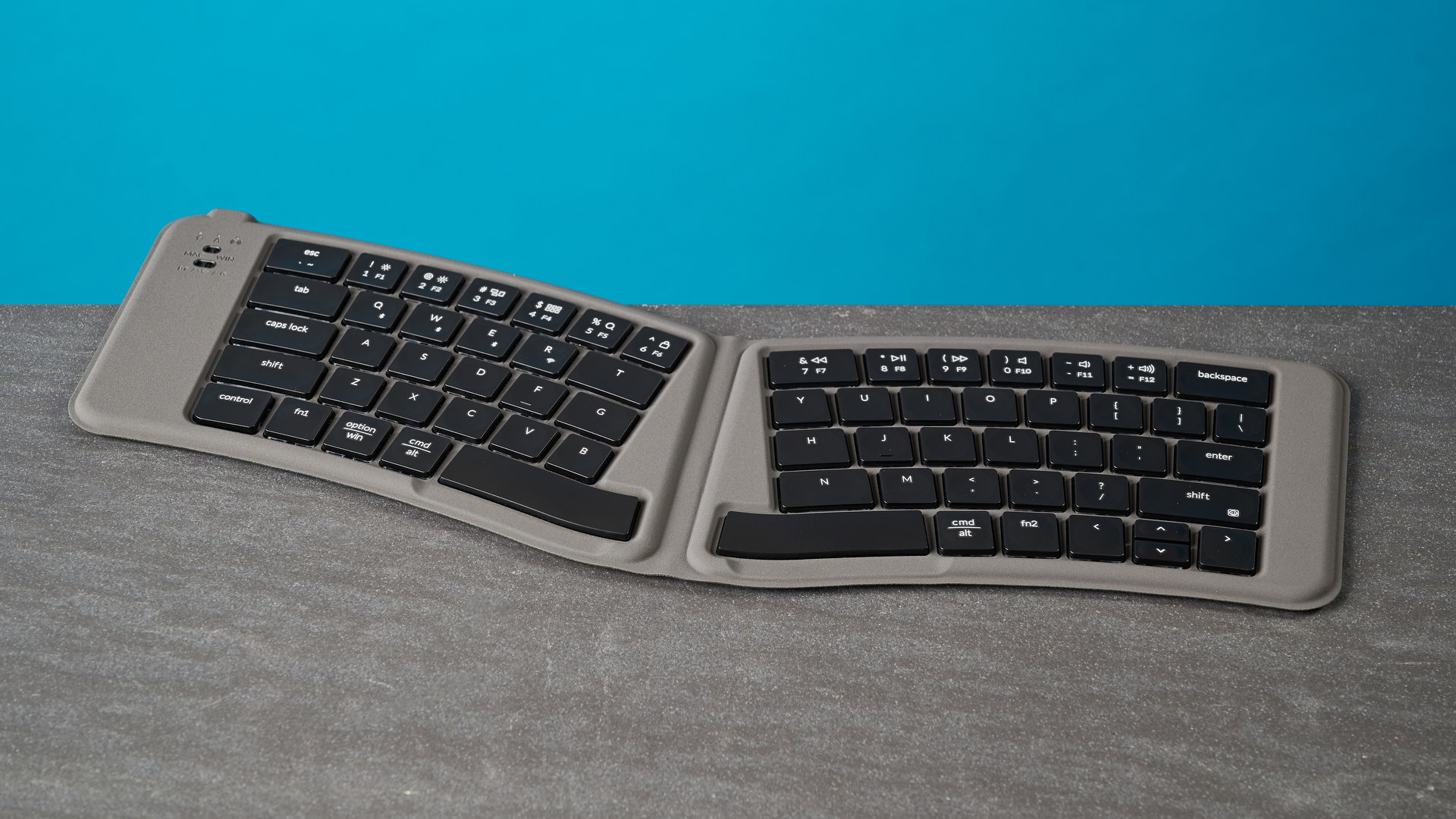 A black Keychron B11 Pro foldable keyboard