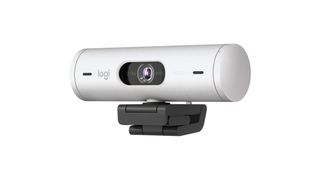 Logitech Brio 500 review: white webcam on a white background