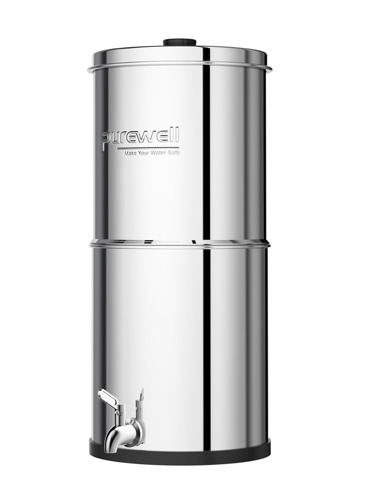 Purewell 3-Stage 0.01&amp;mu;m Ultra-Filtration Gravity Water Filter System, Nsf/ansi 42&amp;amp;372 Certification, 304 Stainless Steel Countertop System With 2 Filters and Stand, Reduce 99% Chlorine, 2.25g, Pw-Ob