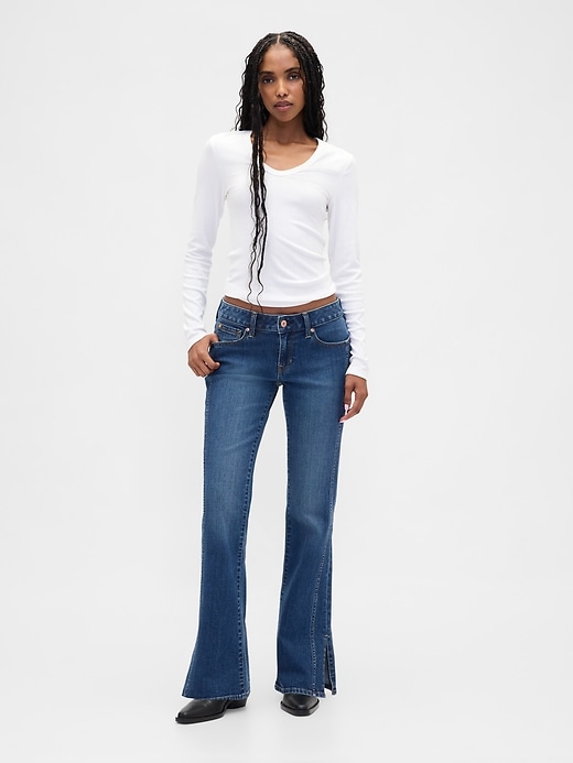 Low Rise Long &amp;amp; Lean Seamed Split-Hem Jeans