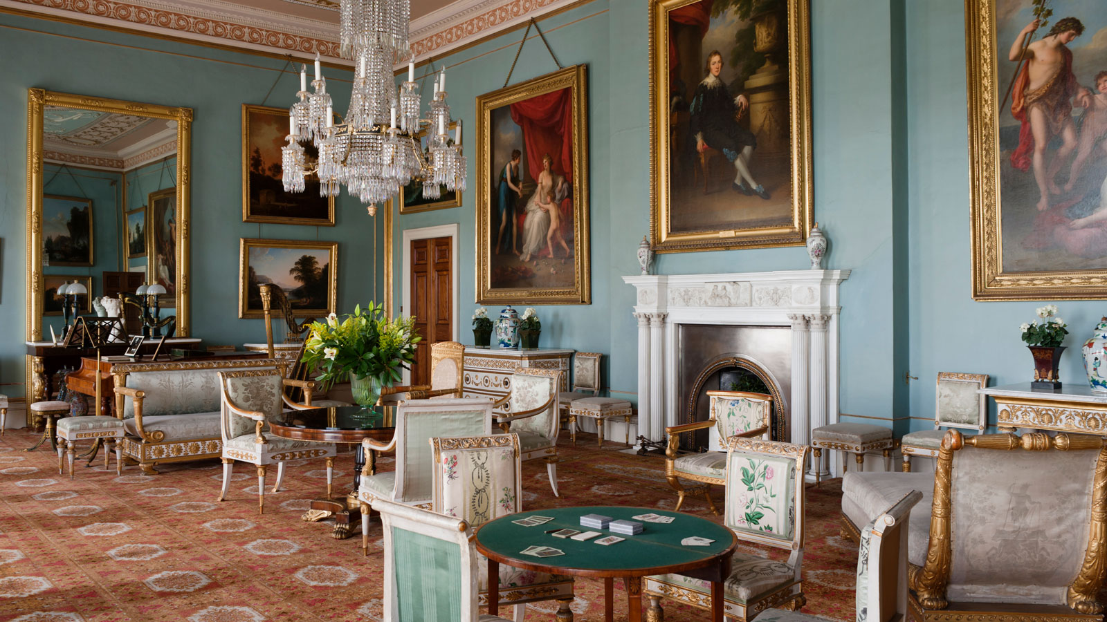Pale blue Regency style living room